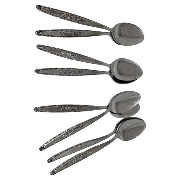 VTG Stylecraft SYF2 Single Rose T&N Japan Stainless Flatware 50 Pieces Service 8 - Picture 3 of 7